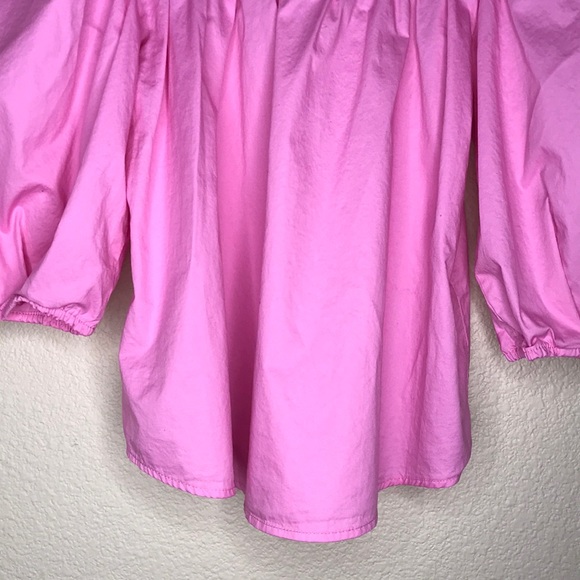 H&M Pink Poplin Puff Sleeve Blouse Size Small - Picture 10 of 12